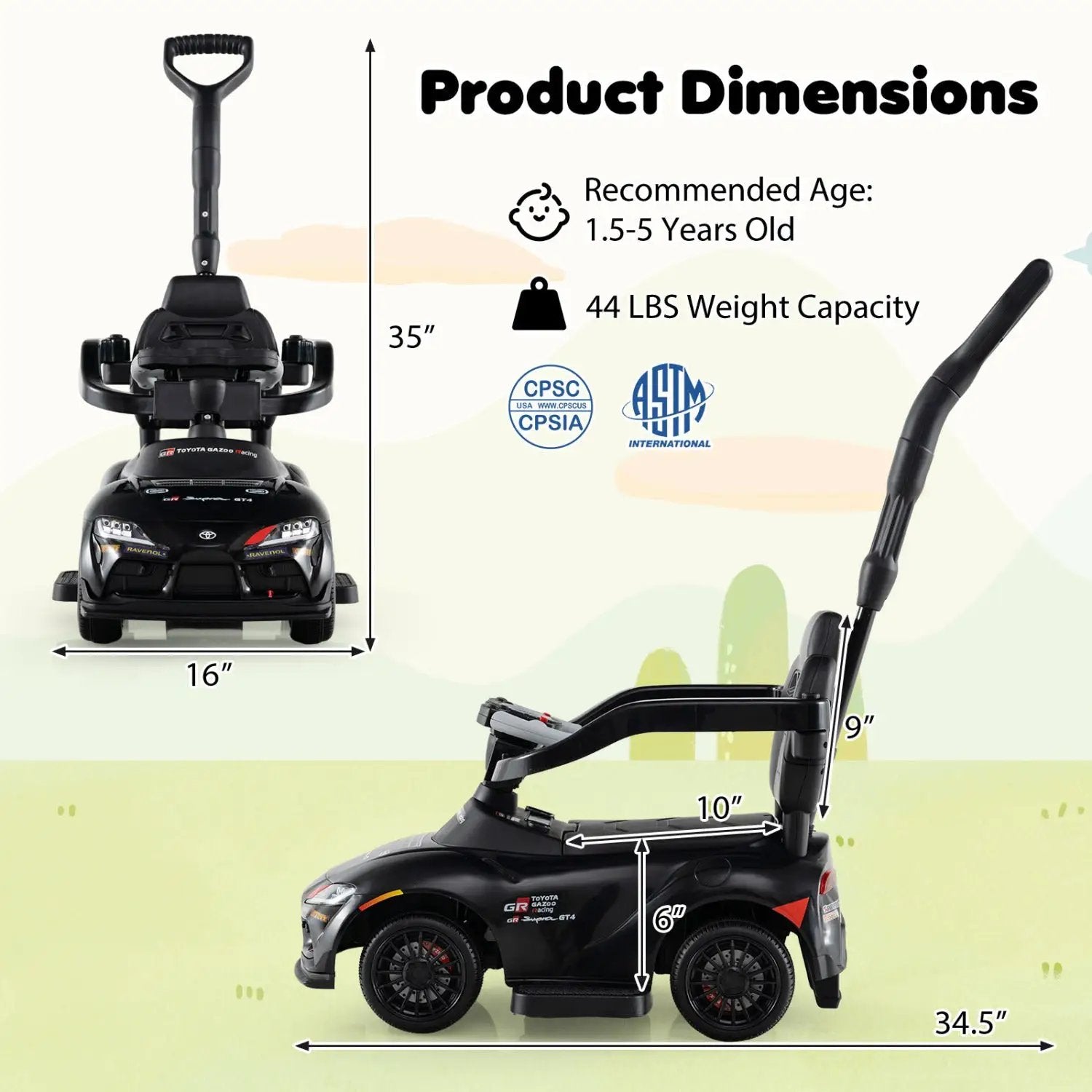 3-in-1 Toyota Licensed Foot-to-Floor Stroller Sliding Walking Toy by DirectDeals