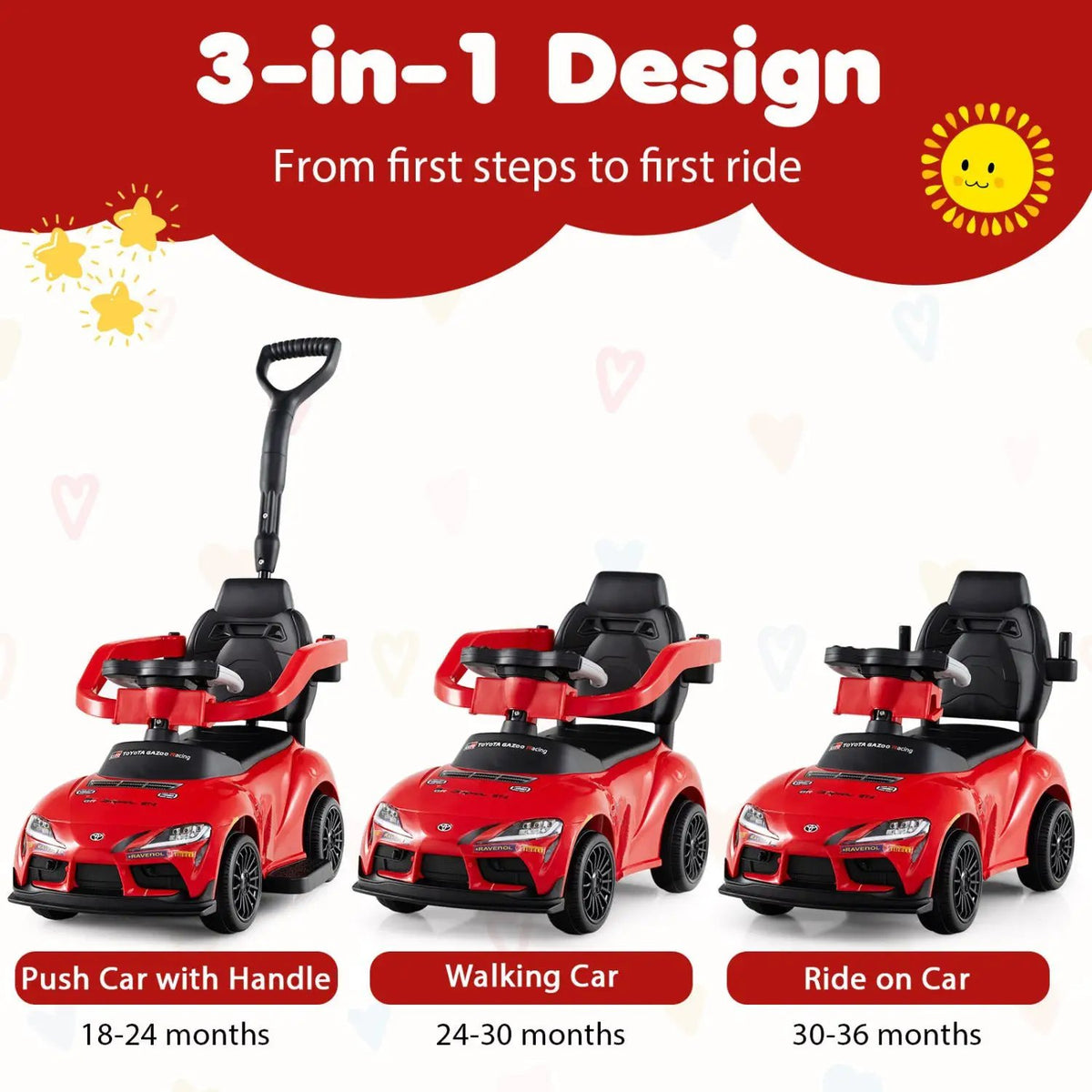 3-in-1 Toyota Licensed Foot-to-Floor Stroller Sliding Walking Toy, photo 16 of 32