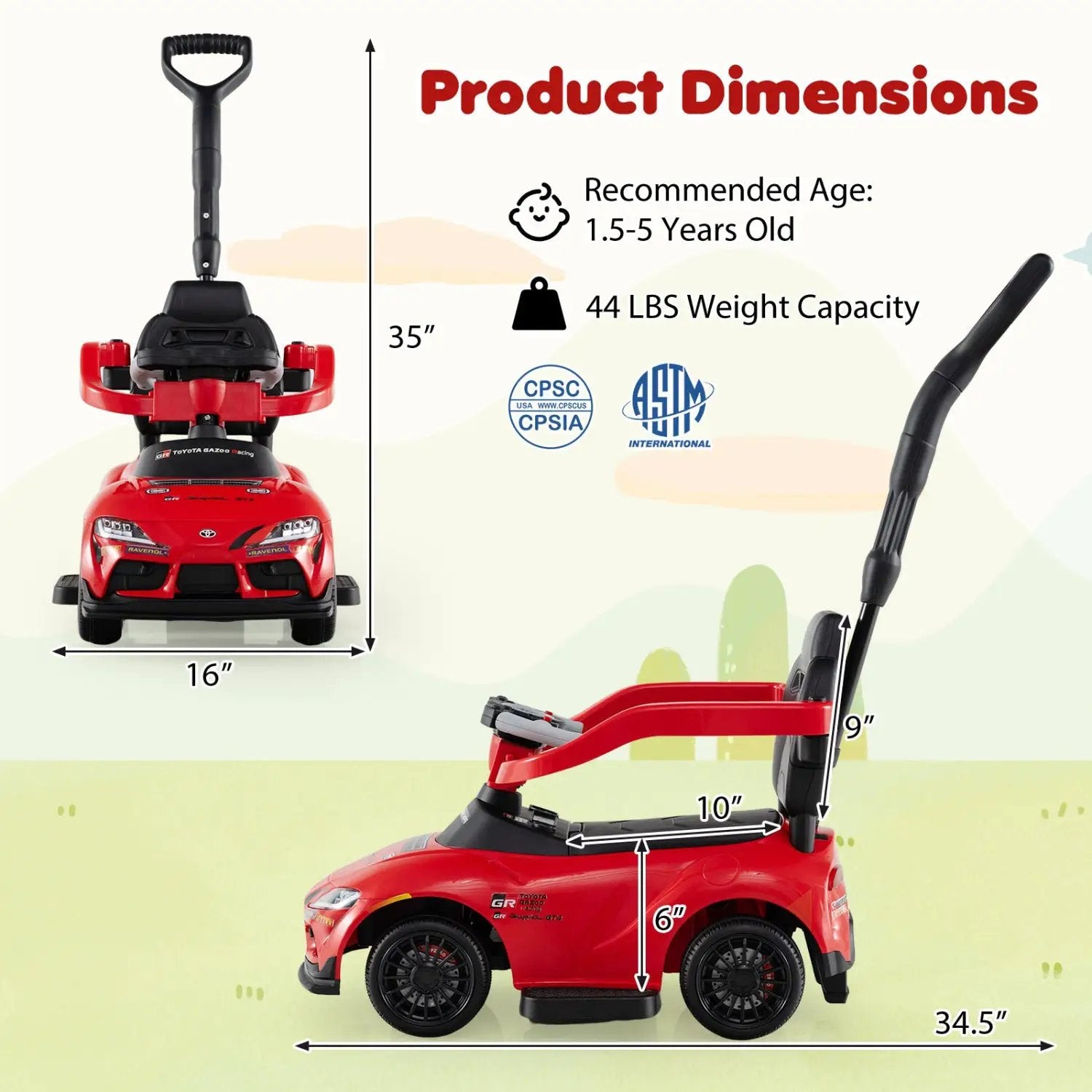 3-in-1 Toyota Licensed Foot-to-Floor Stroller Sliding Walking Toy by DirectDeals