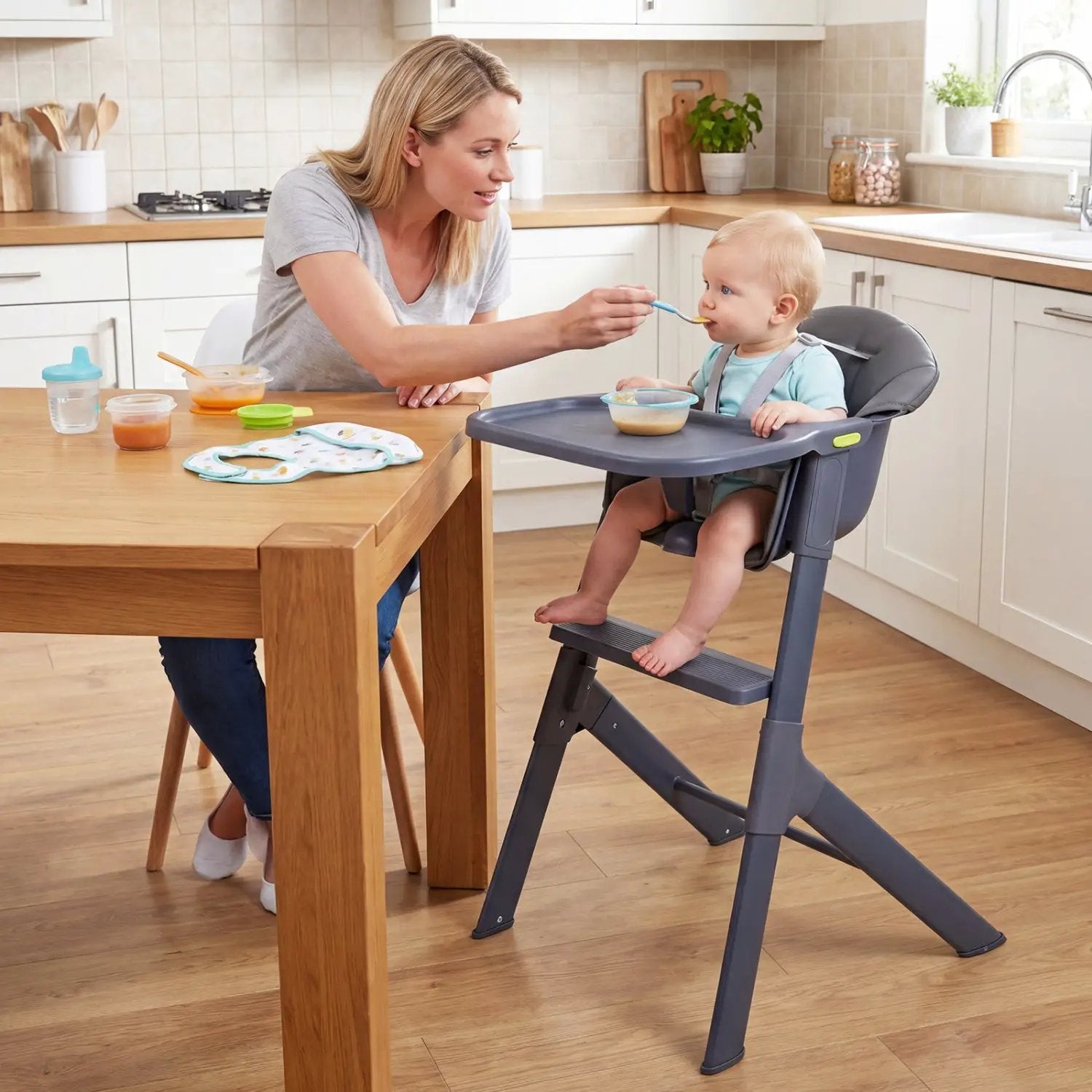 3-in-1 Washable Baby High Chair with Tray Footrest by DirectDeals