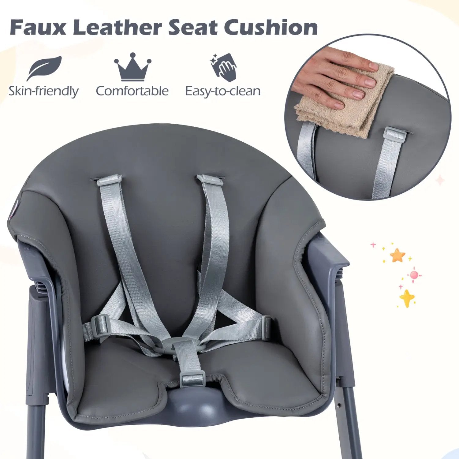 3-in-1 Washable Baby High Chair with Tray Footrest by DirectDeals