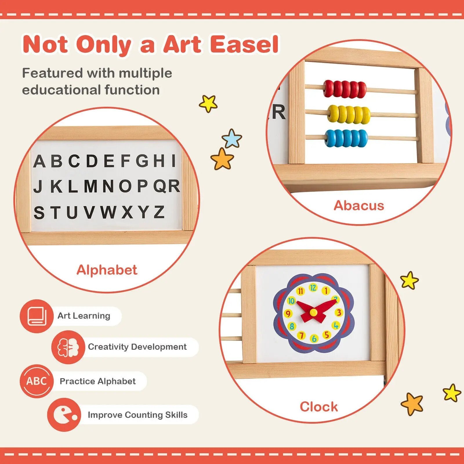 3-in-1 Wooden Art Easel for Kids with Drawing Paper Roll by DirectDeals