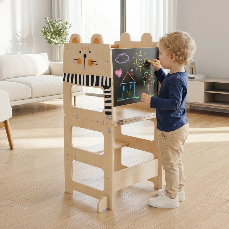 3-in-1 Wooden Kids Step Stool with Chalkboard by DirectDeals