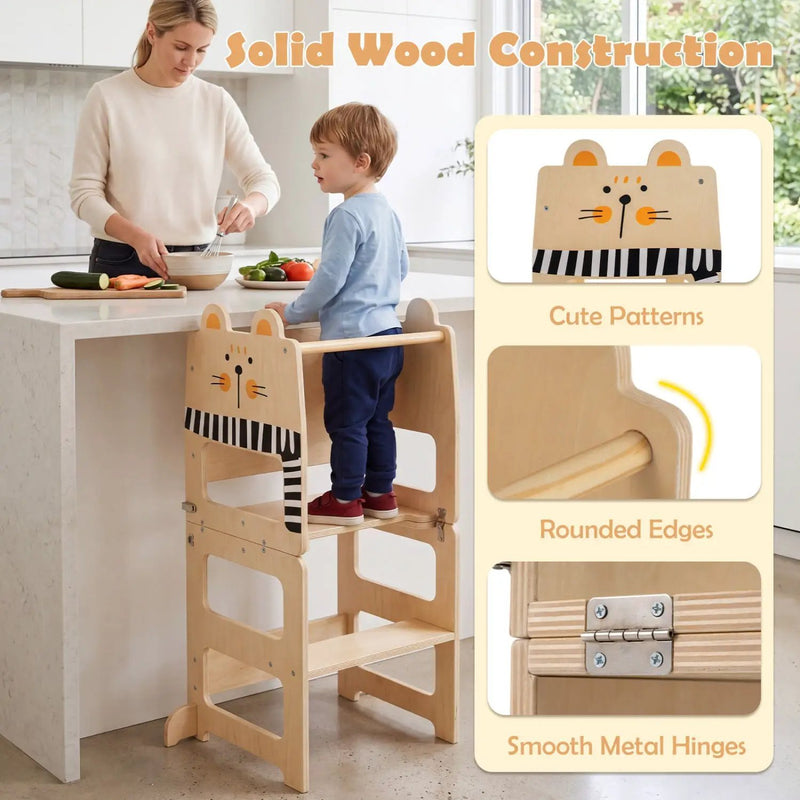 3-in-1 Wooden Kids Step Stool with Chalkboard by DirectDeals