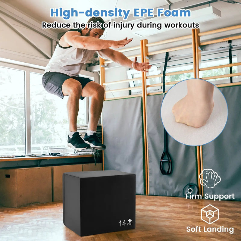 3 In 1 Foam Plyometric Box with 3 Heights and Easy-to-Clean PU Cover by DirectDeals