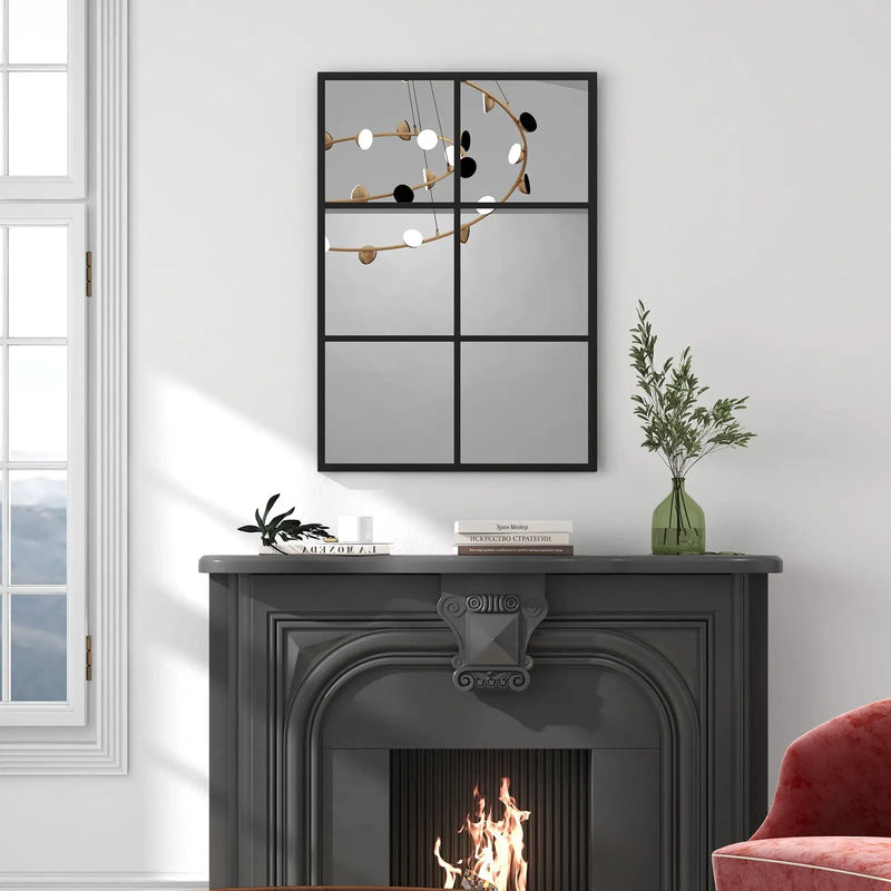 3-Layered Decorative Wall Mirror with Metal Frame for Dining Living Room-Black by DirectDeals