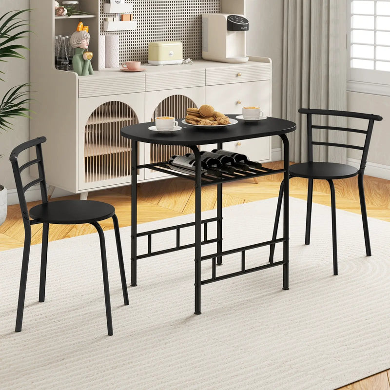 3 pcs Home Kitchen Bistro Pub Dining Table 2 Chairs Set by DirectDeals