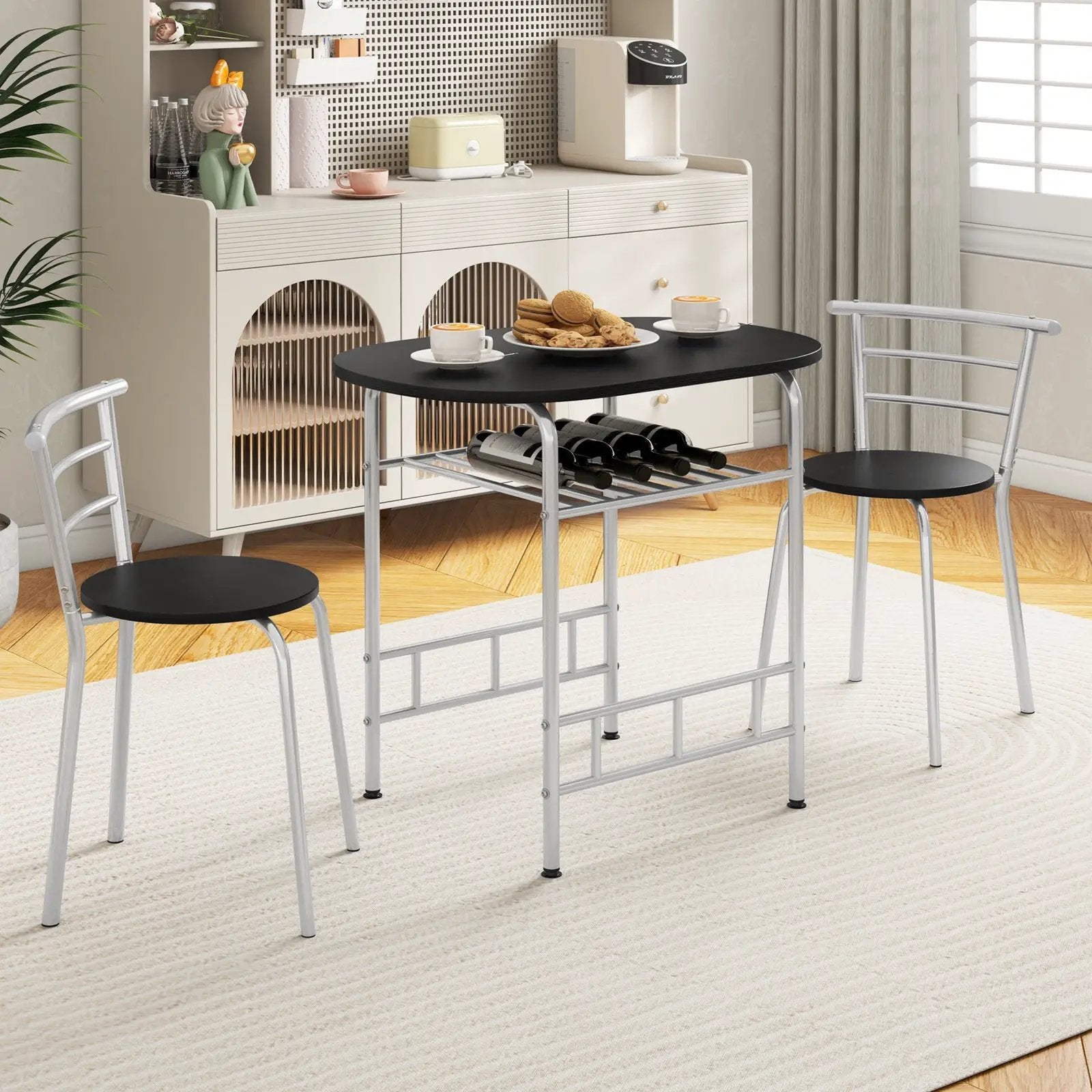 3 pcs Home Kitchen Bistro Pub Dining Table 2 Chairs Set by DirectDeals