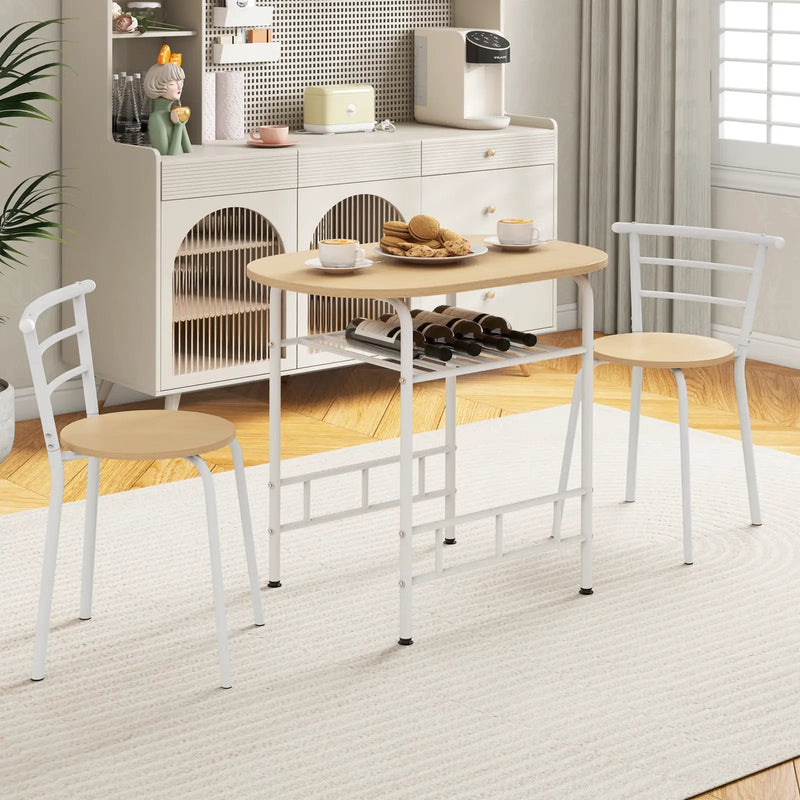 3 pcs Home Kitchen Bistro Pub Dining Table 2 Chairs Set by DirectDeals