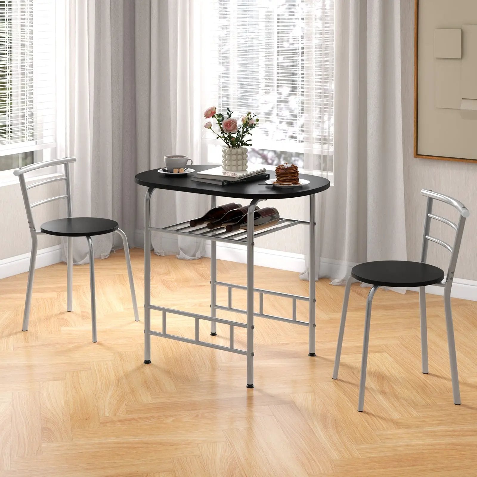 3 pcs Home Kitchen Bistro Pub Dining Table 2 Chairs Set by DirectDeals