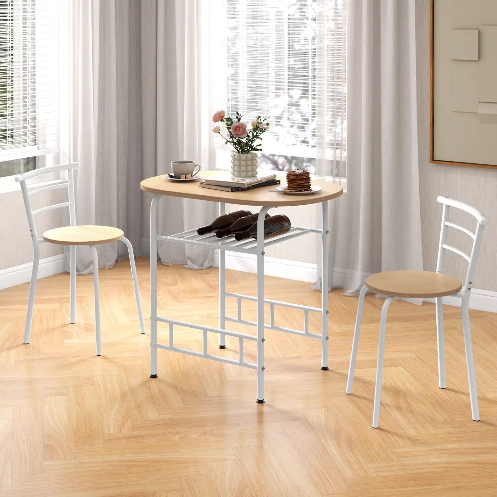 3 pcs Home Kitchen Bistro Pub Dining Table 2 Chairs Set by DirectDeals