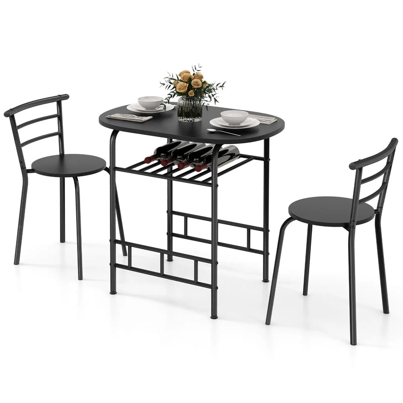 3 pcs Home Kitchen Bistro Pub Dining Table 2 Chairs Set by DirectDeals