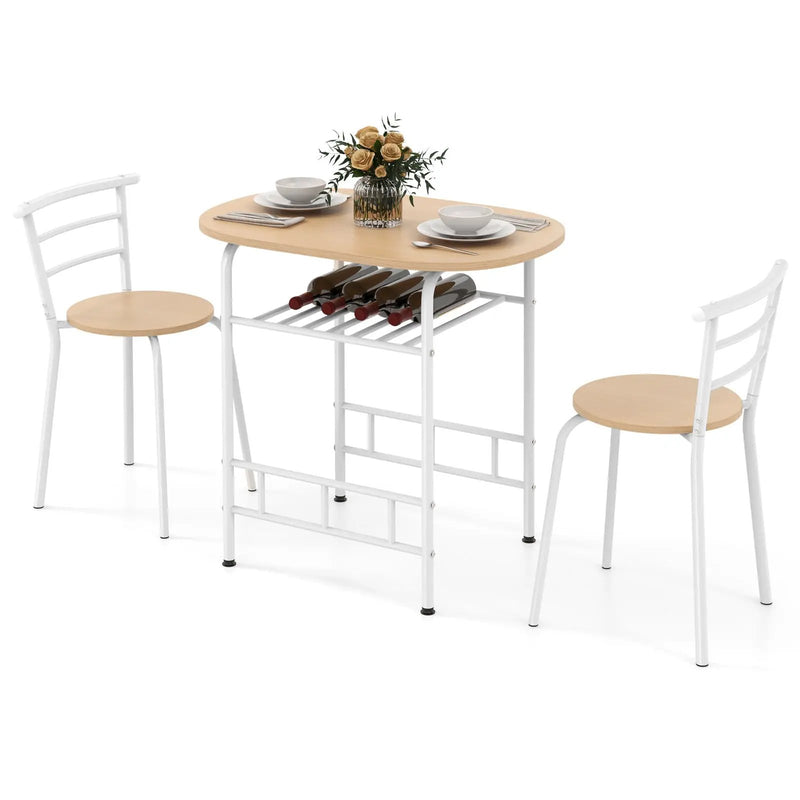 3 pcs Home Kitchen Bistro Pub Dining Table 2 Chairs Set by DirectDeals