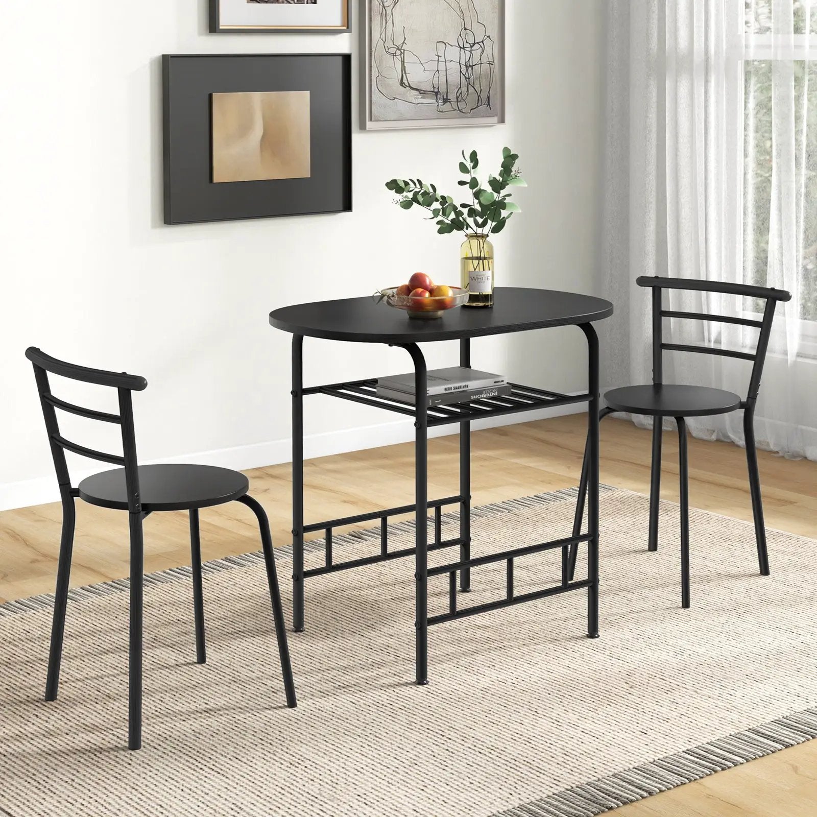 3 pcs Home Kitchen Bistro Pub Dining Table 2 Chairs Set by DirectDeals
