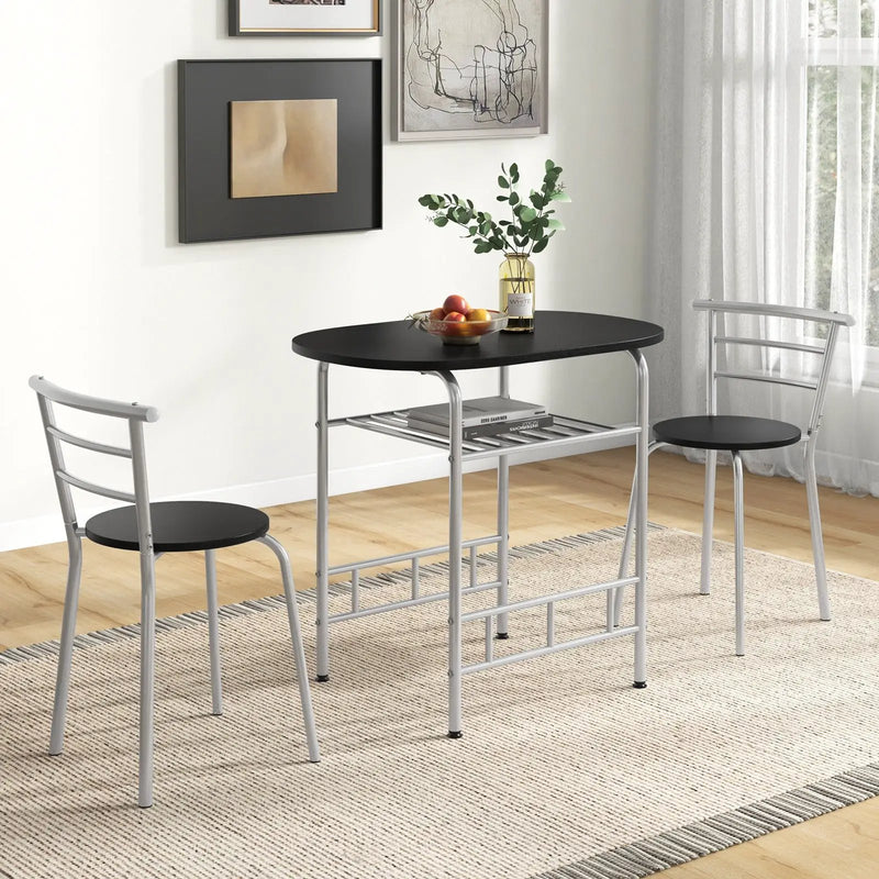 3 pcs Home Kitchen Bistro Pub Dining Table 2 Chairs Set by DirectDeals