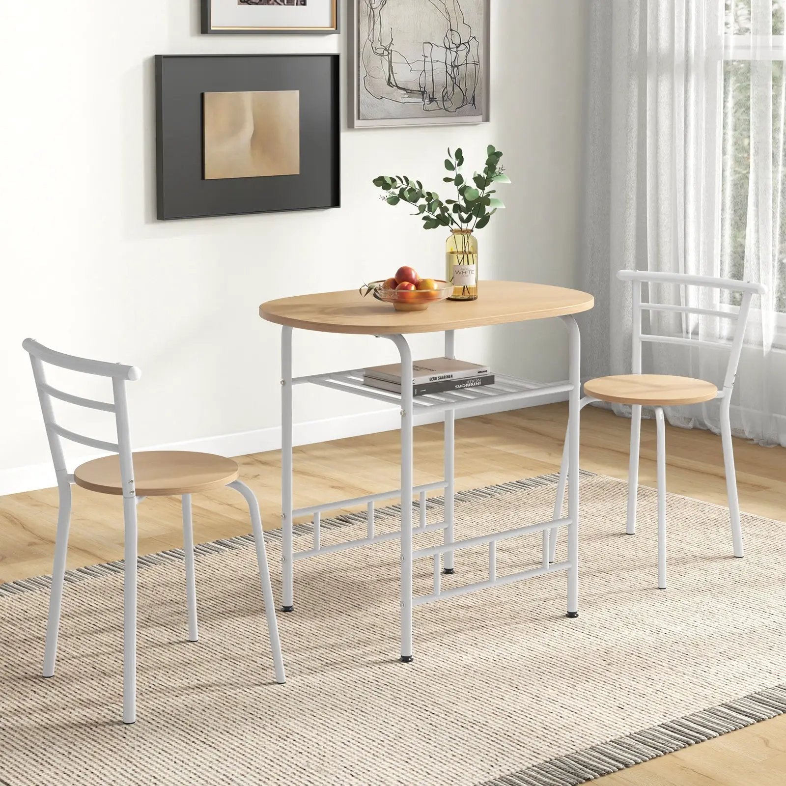 3 pcs Home Kitchen Bistro Pub Dining Table 2 Chairs Set by DirectDeals
