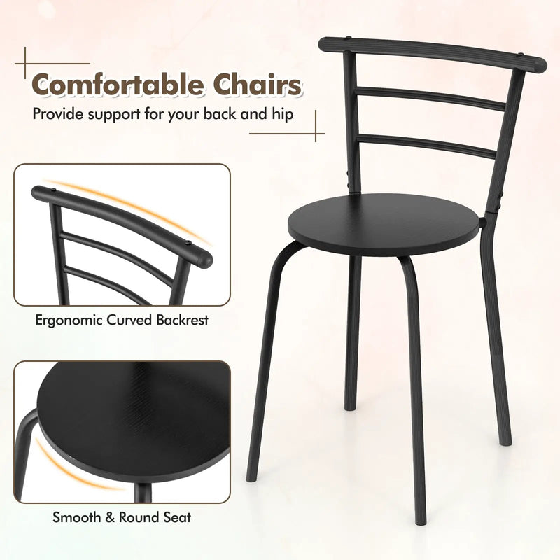 3 pcs Home Kitchen Bistro Pub Dining Table 2 Chairs Set by DirectDeals