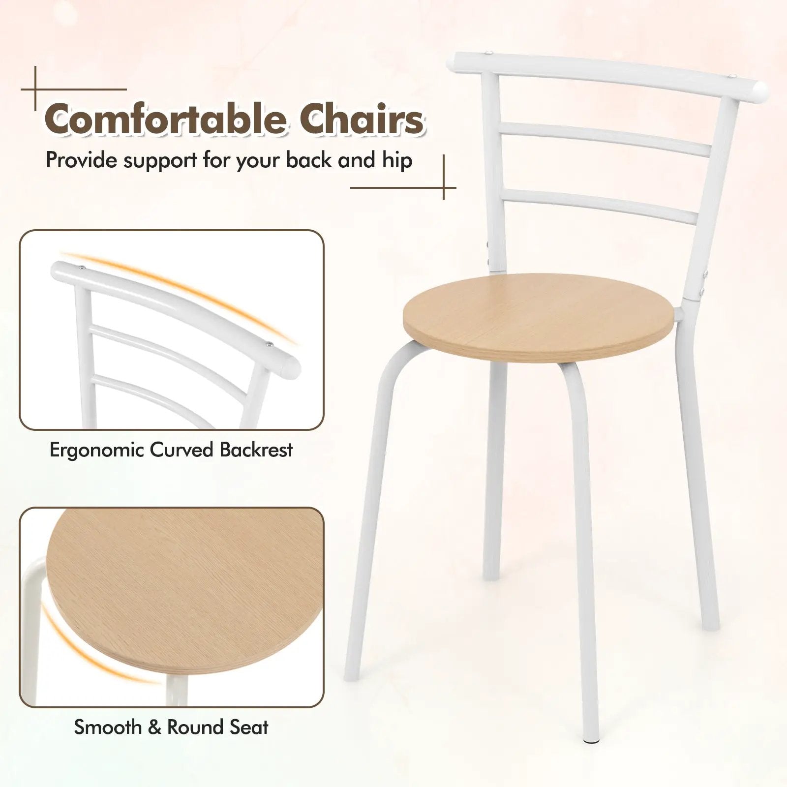 3 pcs Home Kitchen Bistro Pub Dining Table 2 Chairs Set by DirectDeals