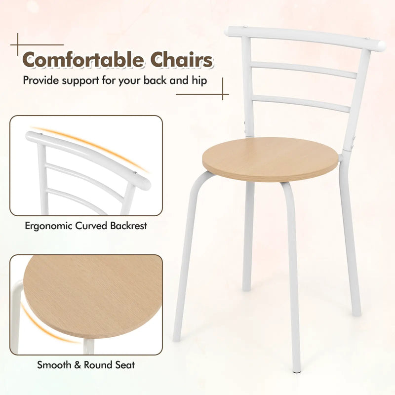 3 pcs Home Kitchen Bistro Pub Dining Table 2 Chairs Set by DirectDeals
