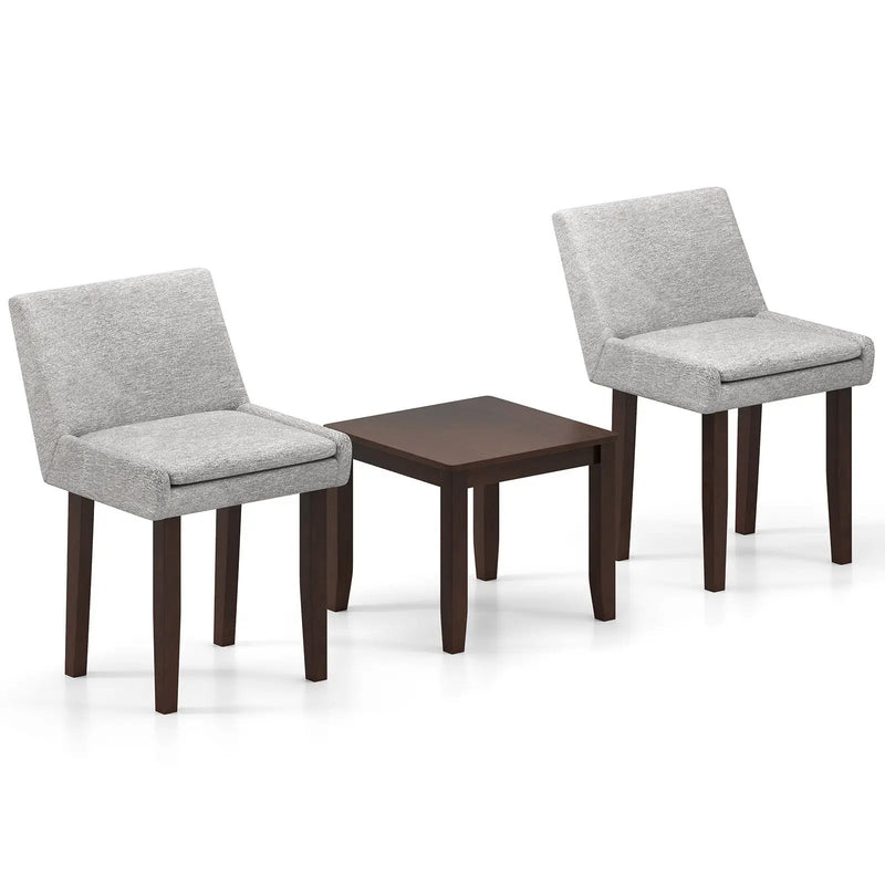 3-Piece Accent Table and Chair Set for Kitchen and Living Room-Brown & Gray by DirectDeals