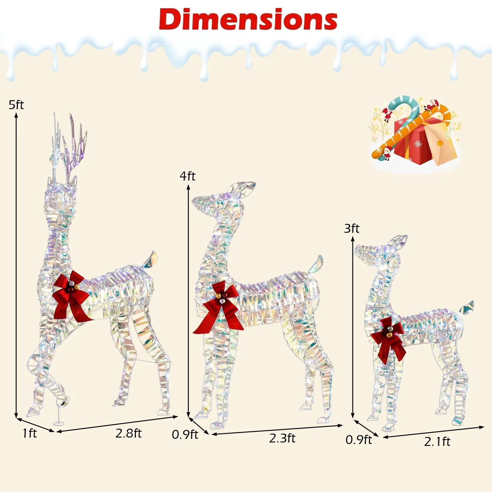 3-Piece Large Lighted Christmas Reindeer Family by DirectDeals