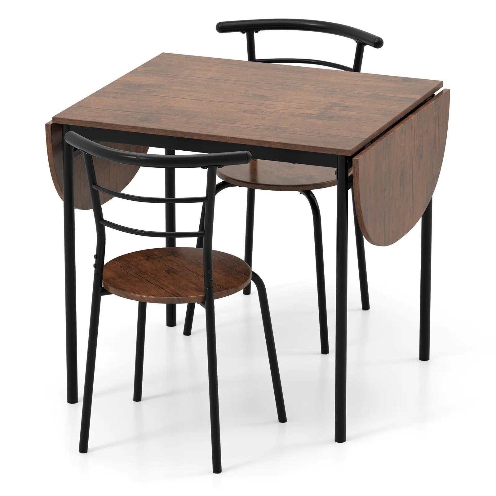 3 Pieces Dining Set with 2 Chairs and Modern Kitchen Table for Small Space-Brown by DirectDeals