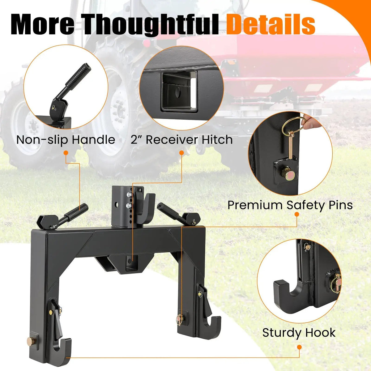 3-Point Quick Hitch with 5 Level Adjustable Bolt for Farming, photo 7 of 9