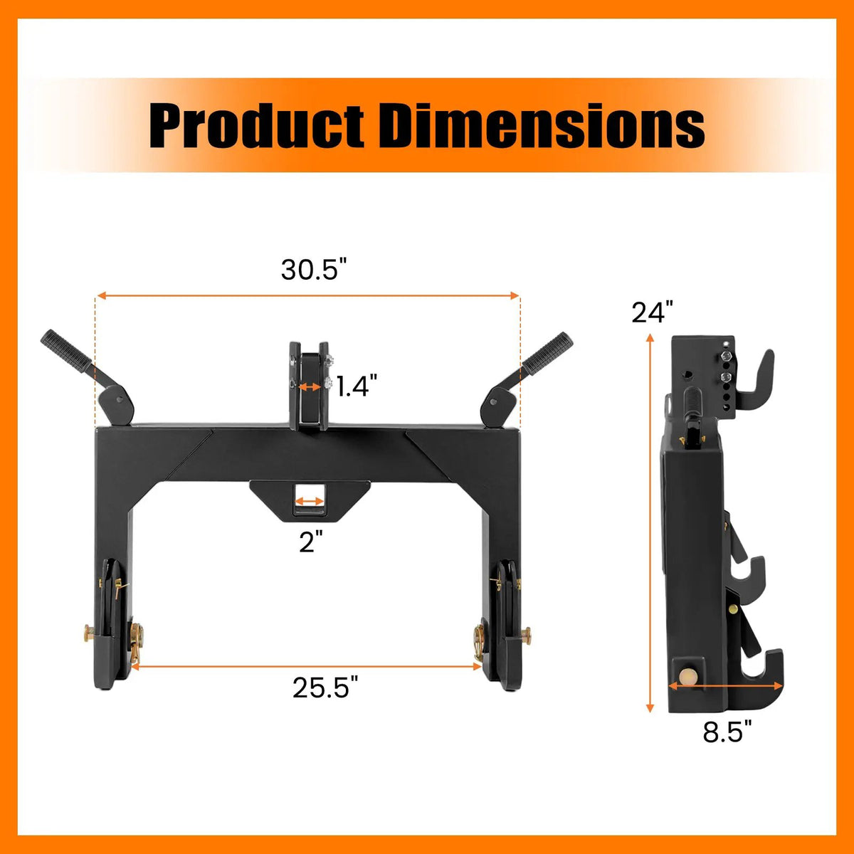 3-Point Quick Hitch with 5 Level Adjustable Bolt for Farming, photo 4 of 9