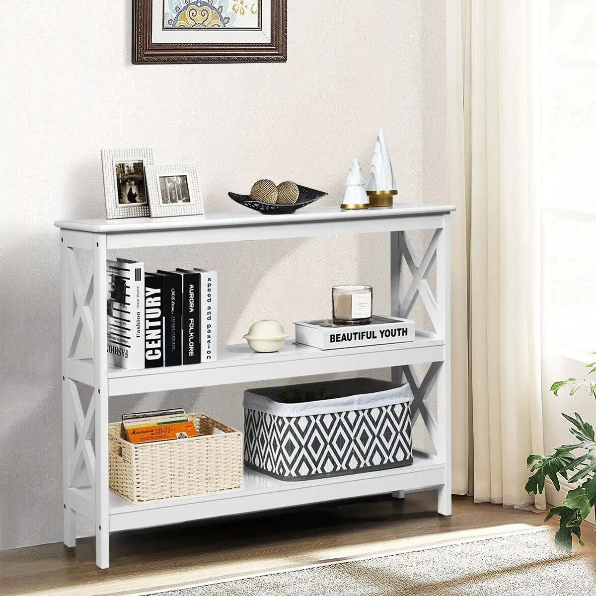 3-Tier Console X-Design Sofa Side Accent Table, photo 3 of 24