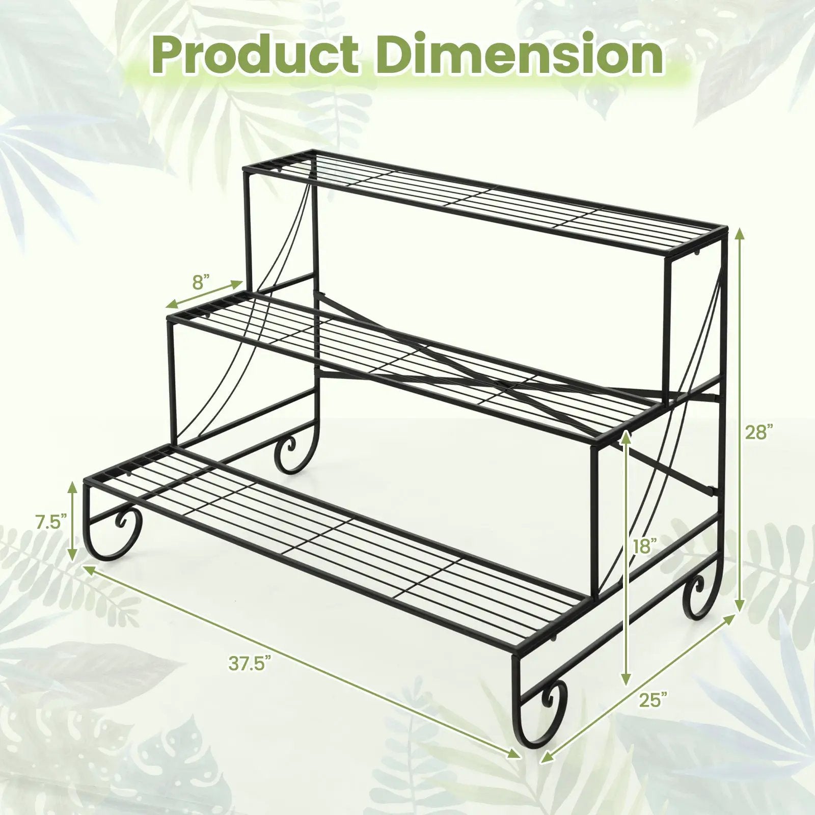 3-Tier Mental Plant Stand with Grid Shelf by DirectDeals