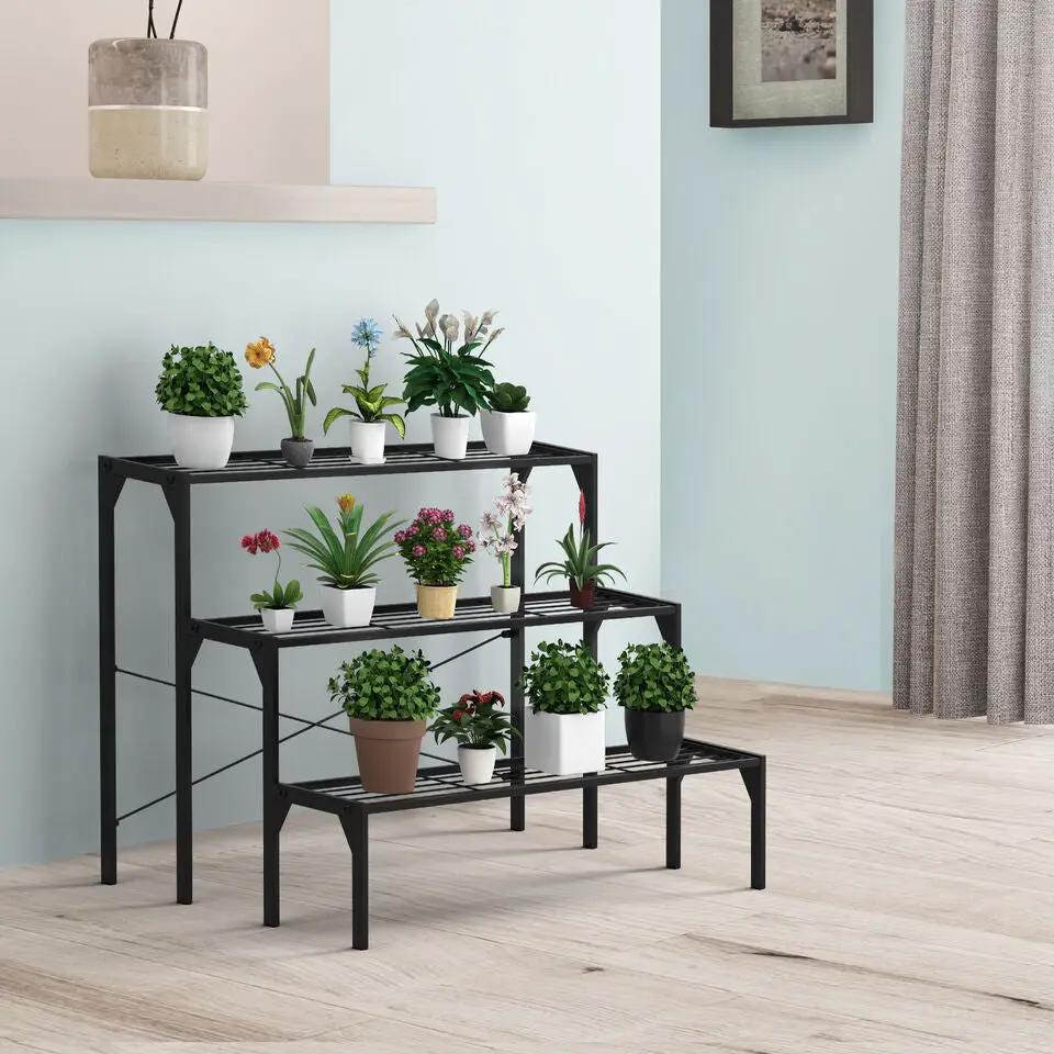 Outdoor 3 Tier Metal Plant Stand with Heavy Duty Rack for Multiple Use by DirectDeals