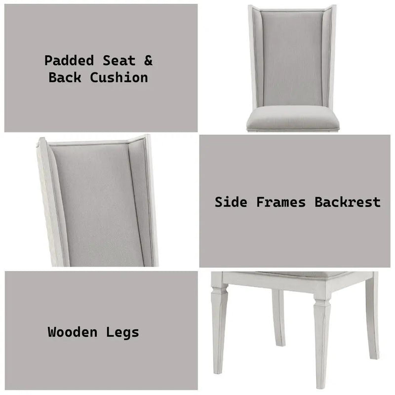 Katia - Hostess Chair (Set of 2) - Light Gray Linen & Weathered White by Unique Piece Furniture