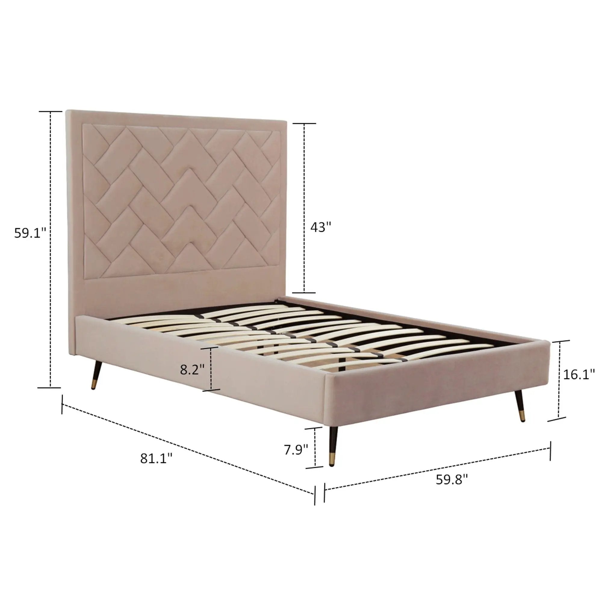 Crosby - Bed With Upholstered Headboard And Slats