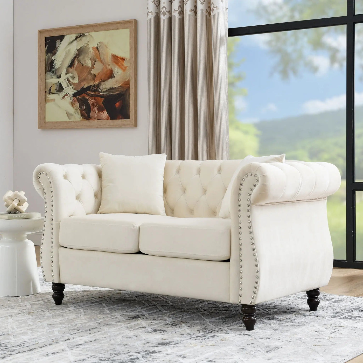 Chesterfield Sofa With Rolled Arms And Nailhead Trim by HouseOfZazla