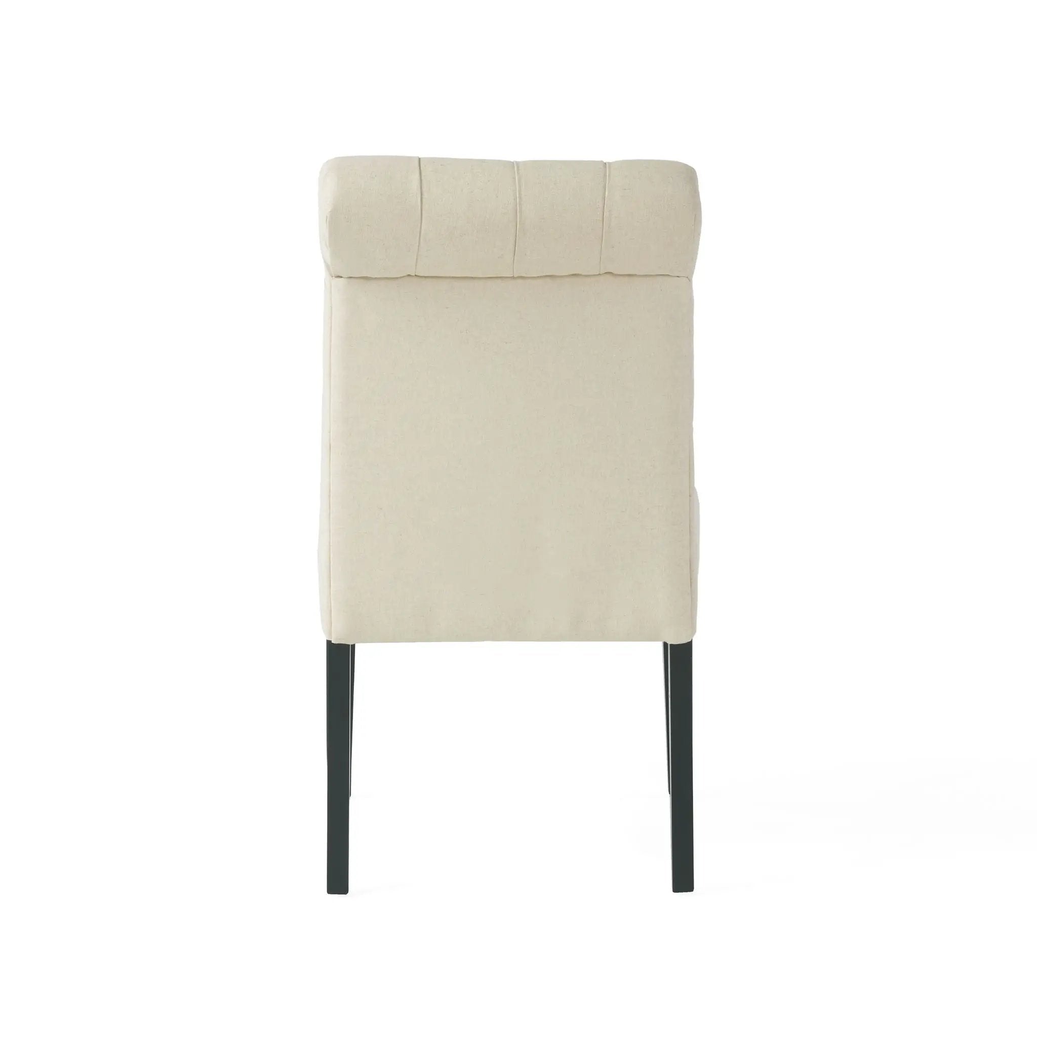 Dining Rolltop Chairs (Set of 2), Upholstered Armless Chair With Wood Leg - Ivory by HouseOfZazla