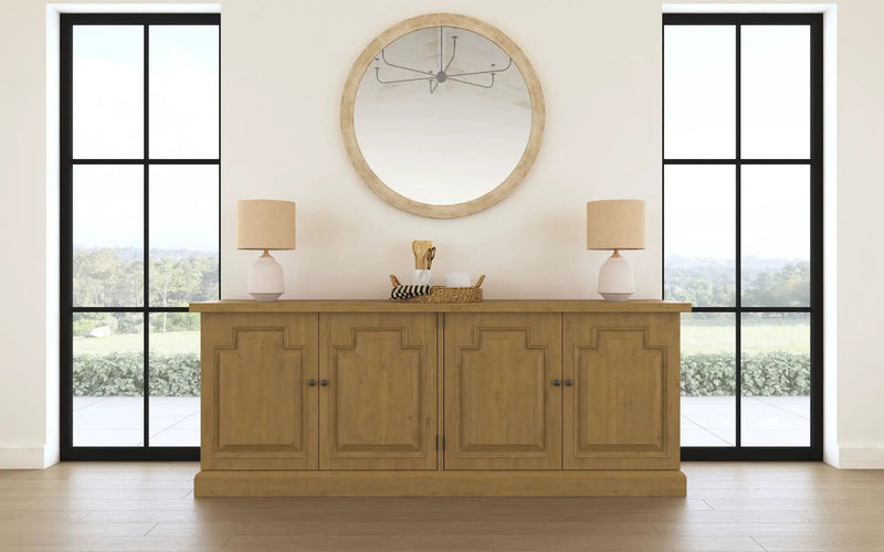 Florence 4-door Dining Sideboard Buffet Cabinet Rustic Honey by Unique Piece Furniture
