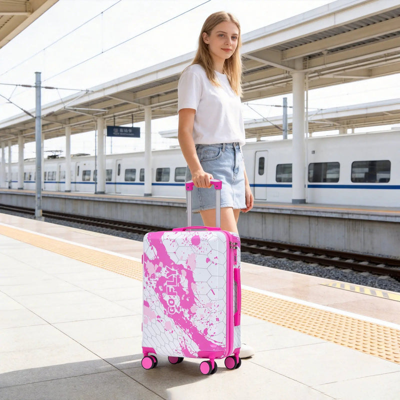 20 Inch PC Spinner Wheel Luggage - Pink by HouseOfZazla