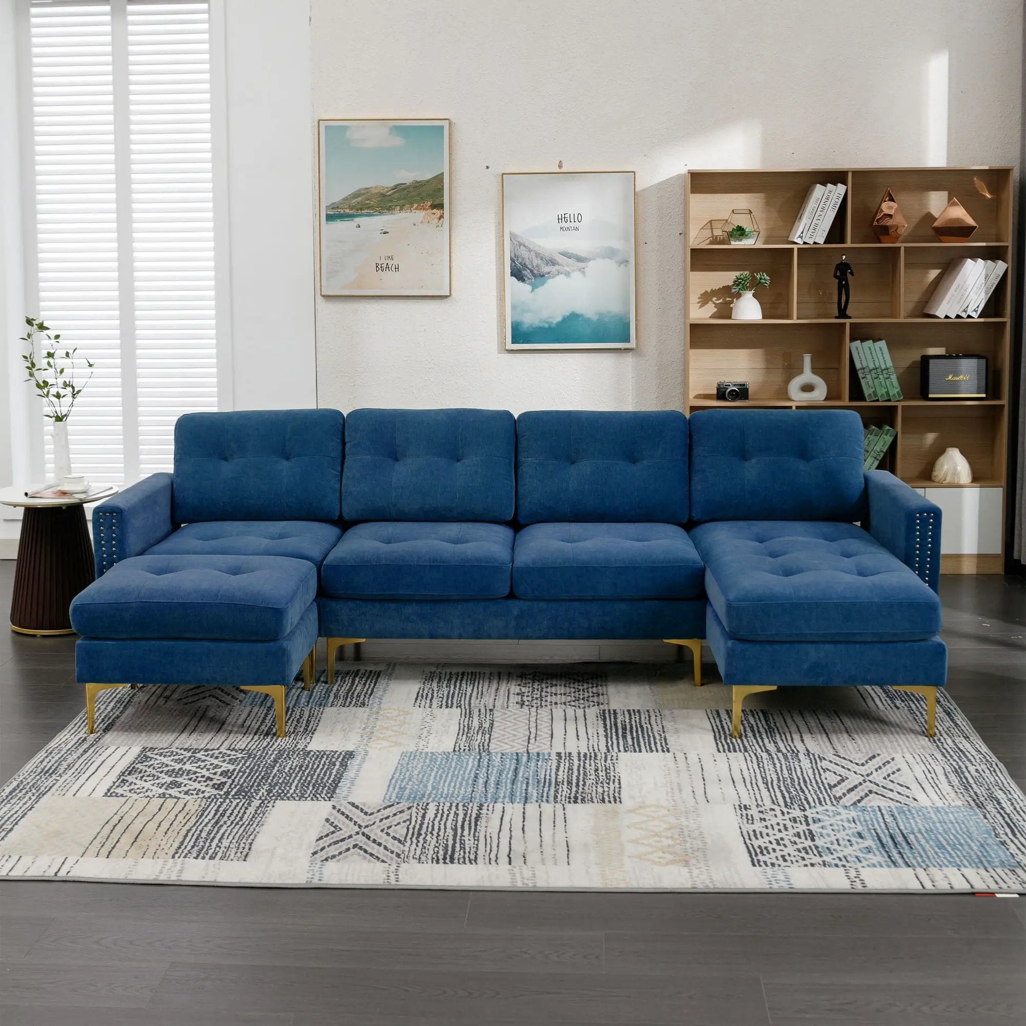 Modern L - Shape Convertible Sectional Sofa With Movable Ottoman by Unique Piece Furniture
