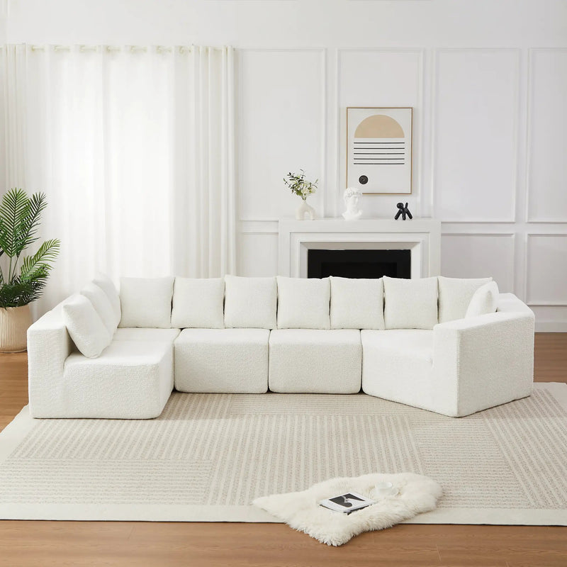 151.6-Inch Extra-Large L-Shaped Chenille Sectional Sofa by HouseOfZazla
