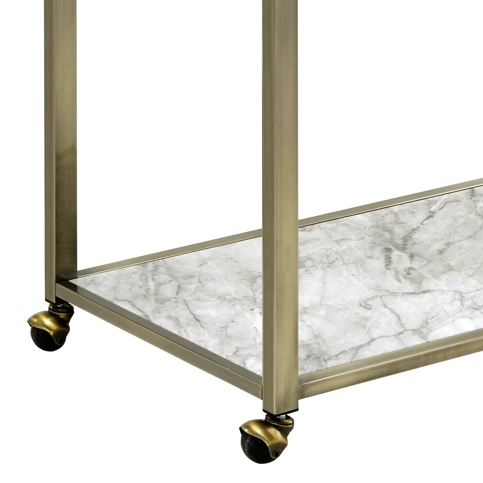 Neilo Clear Glass Faux Marble Top Serving Cart by HouseOfZazla
