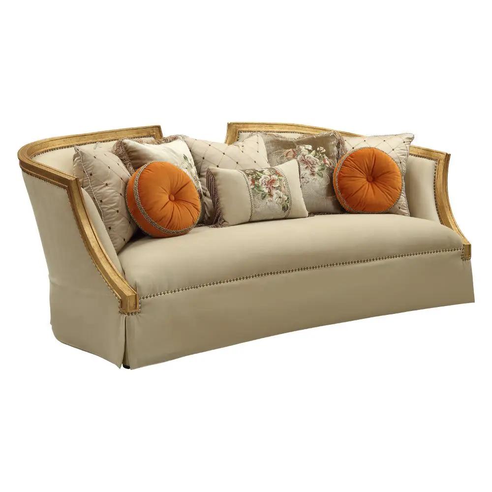 Daesha - Sofa With 8 Pillows - Tan Flannel & Antique Gold by Unique Piece Furniture