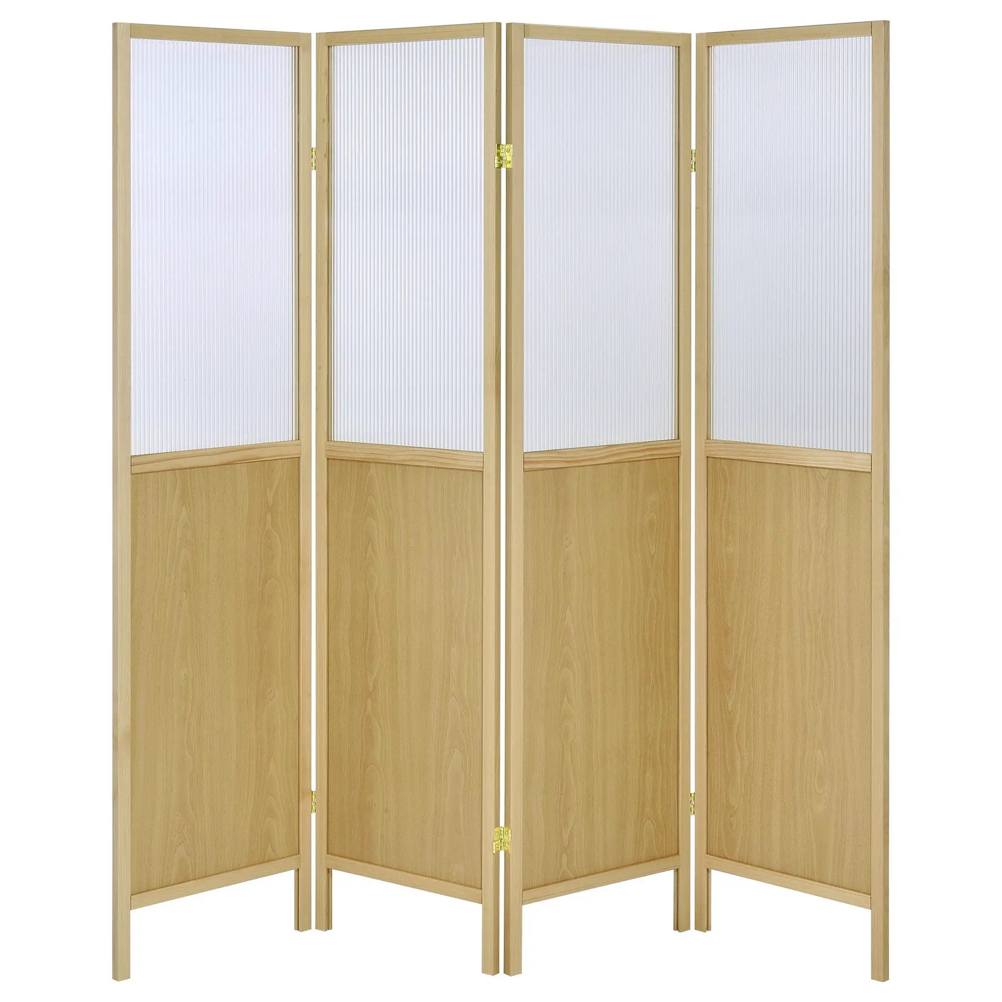 Mattison 4-Panel Room Divider Folding Shoji Screen Natural by Unique Piece Furniture