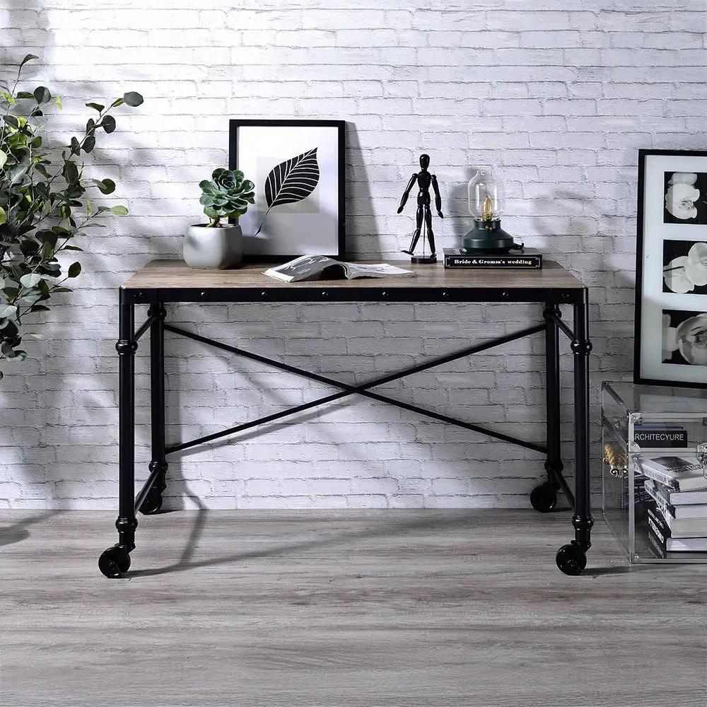 Oklarth - Writing Desk - Rustic Oak & Black by Unique Piece Furniture