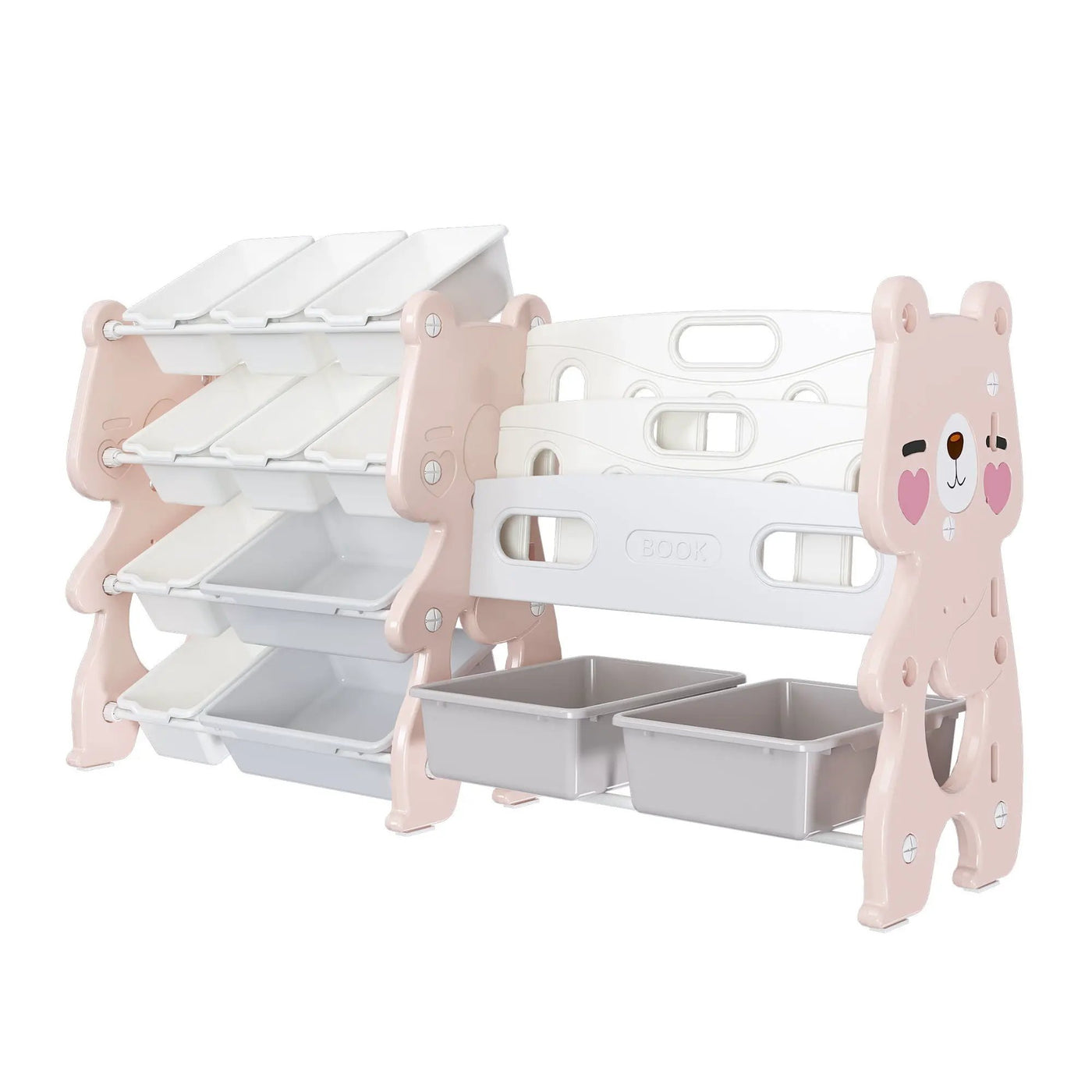 Kids Toy Storage Organizer With 2 Tier Bookshelf, Toy Storage With 12 Bins by HouseOfZazla
