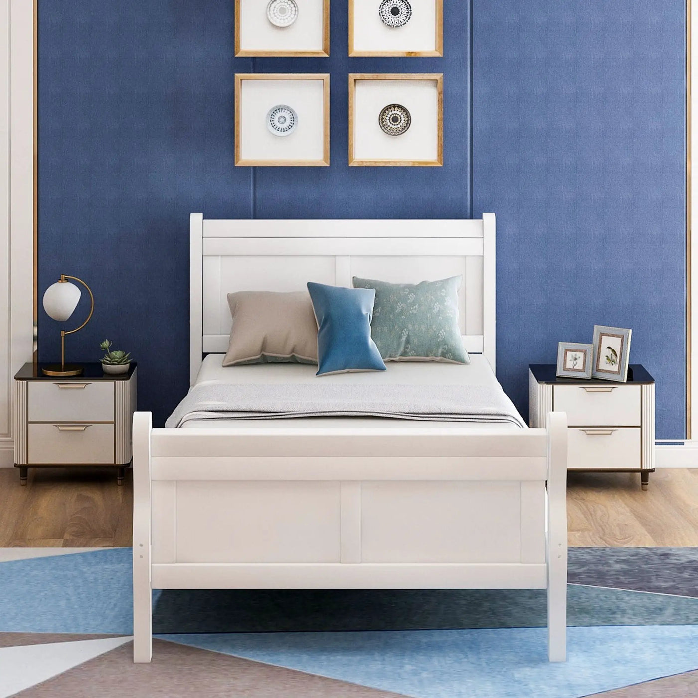 Platform Bed Frame Mattress Foundation Sleigh Bed With Headboard / Footboard / Wood Slat Suppor by Unique Piece Furniture