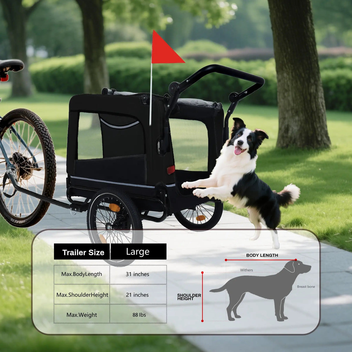Extra Large 2-in-1 Bike Trailer & Push Cart for Pets by HouseOfZazla