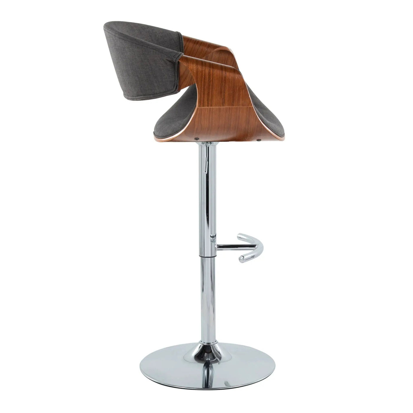 Curvo - Mid Century Modern Adjustable Barstool With Swivel With Rounded T Footrest (Set of 2) by HouseOfZazla