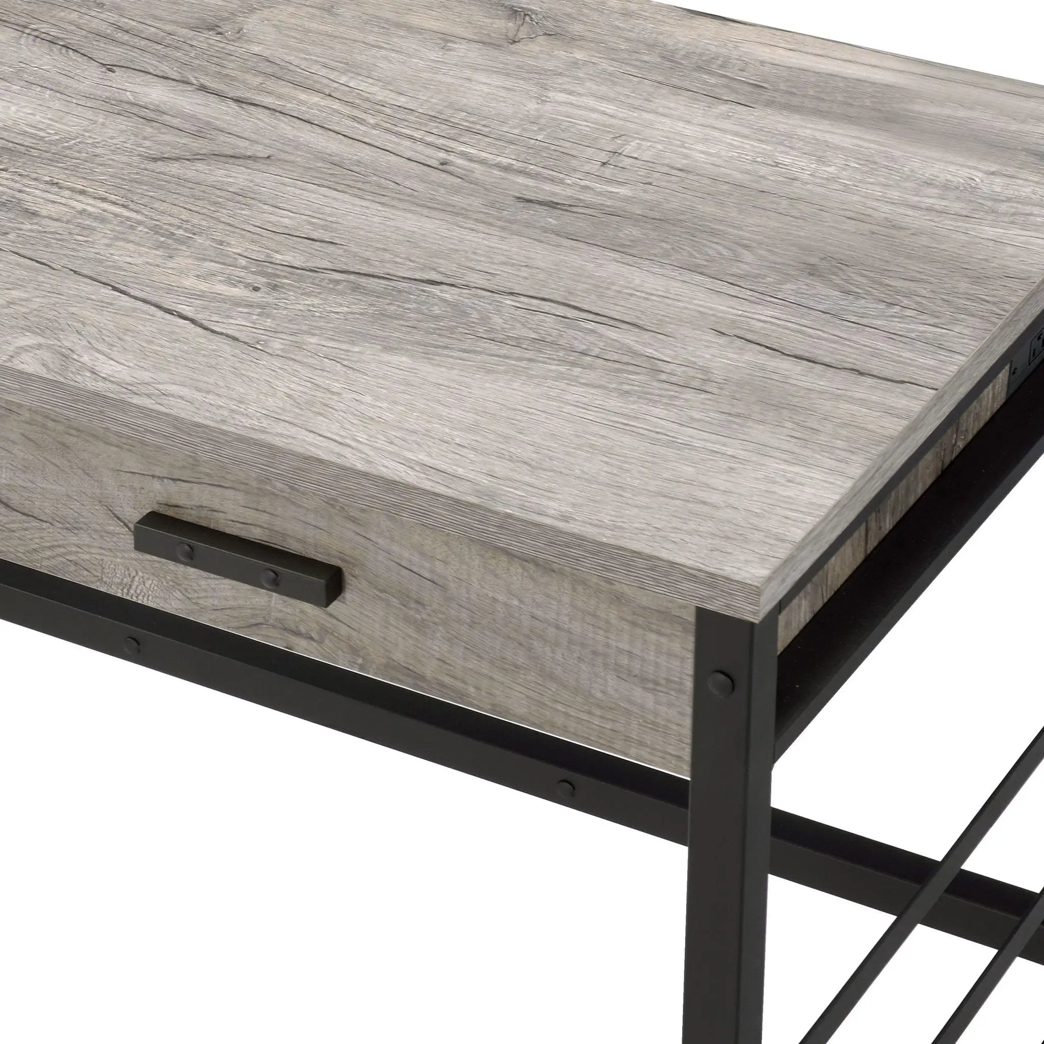 Disho - Weathered Writing Desk With USB - Oak by Unique Piece Furniture