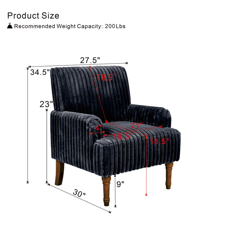 Modern Accent Chair with 2" Wide Wale Corduroy and Solid Wood Legs by HouseOfZazla