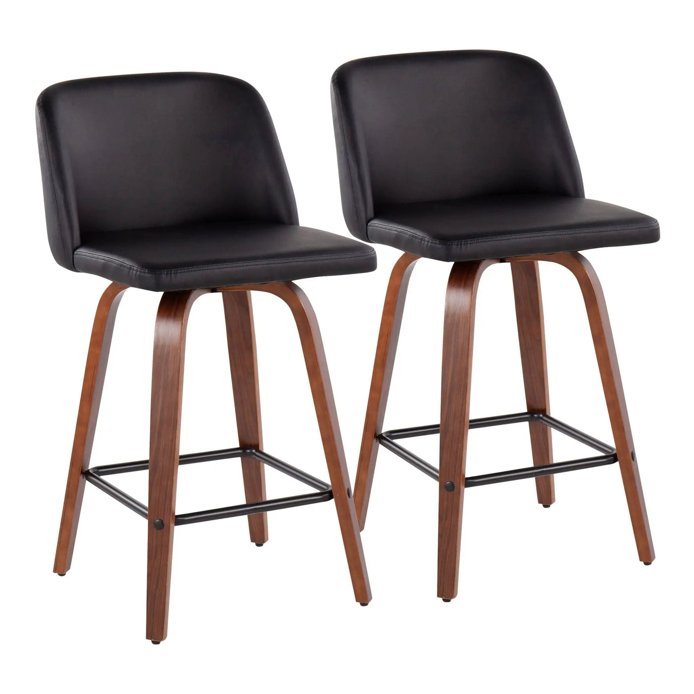 Toriano - Mid Century Modern Fixed Height Counter Stool & Square Footrest (Set of 2) by HouseOfZazla